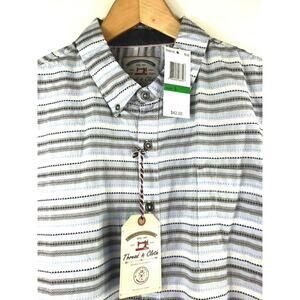 Thread & Cloth Shirt Mens Size Large Button Front Blue Stripe Casual TWS7161 $42